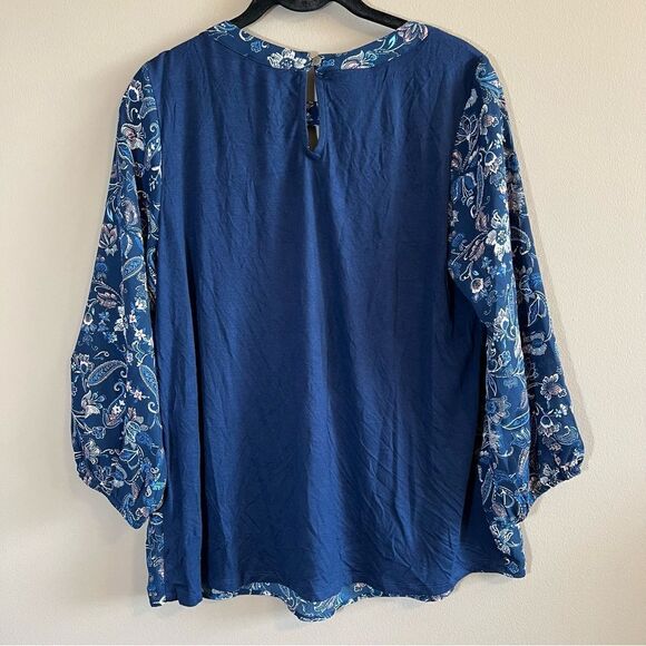 ✨ Papermoon Women’s Blue Floral Top Medium - Picture 8 of 10